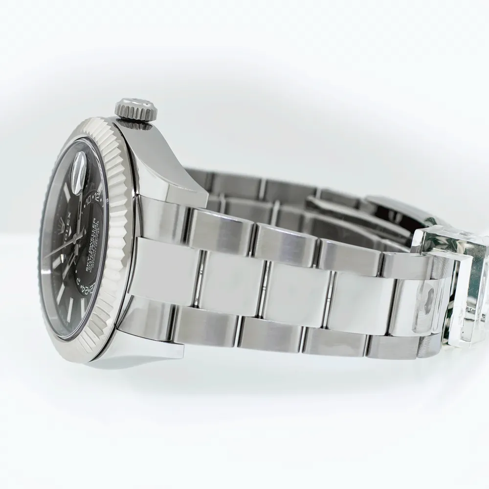 Rolex Sky-Dweller 42mm White Gold & Steel Black Index Dial & Fluted Bezel 336934