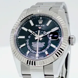 Rolex Sky-Dweller 42mm White Gold & Steel Black Index Dial & Fluted Bezel 336934