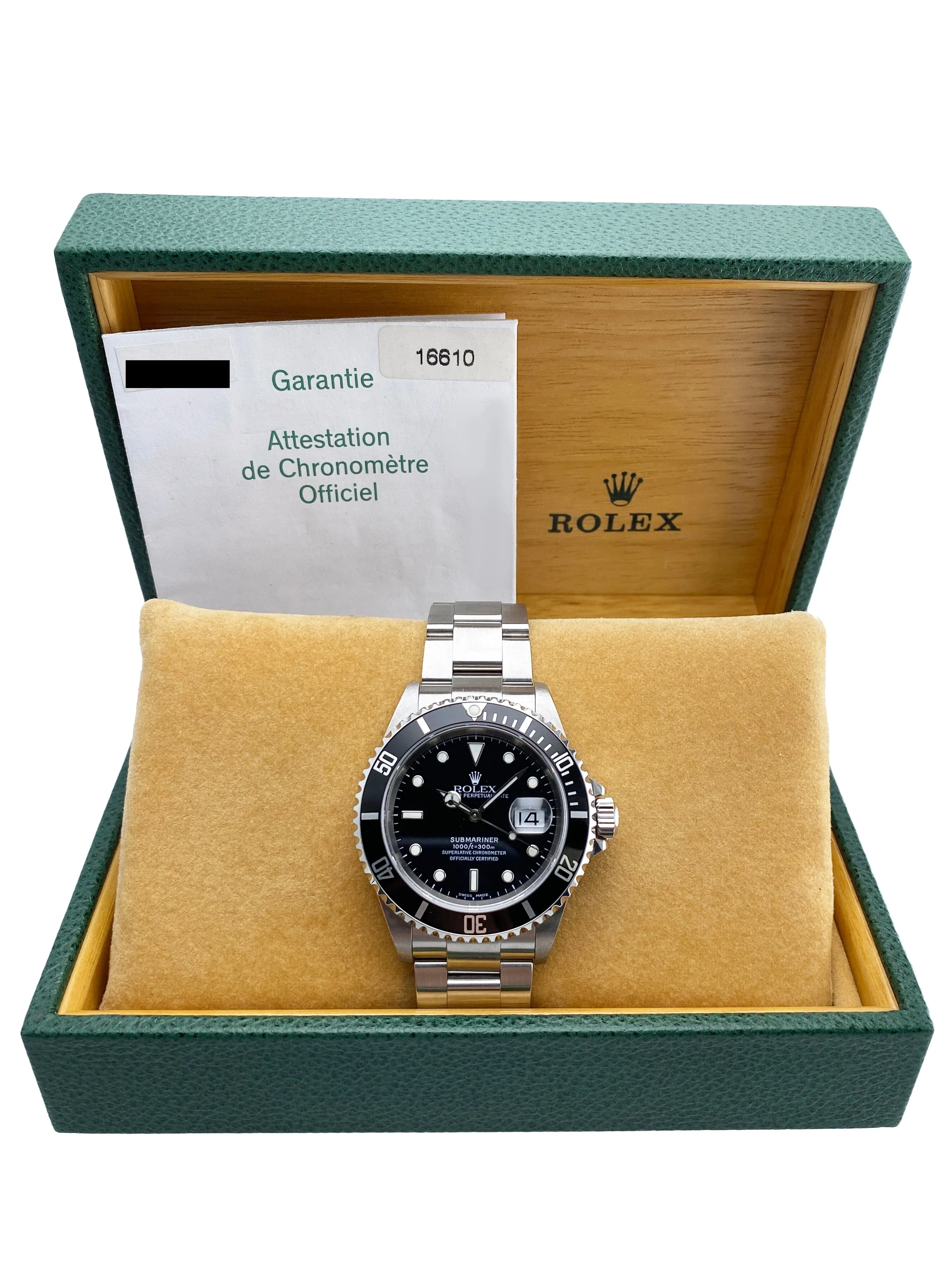 Rolex Submariner Date 16610 Mens Watch Box Papers