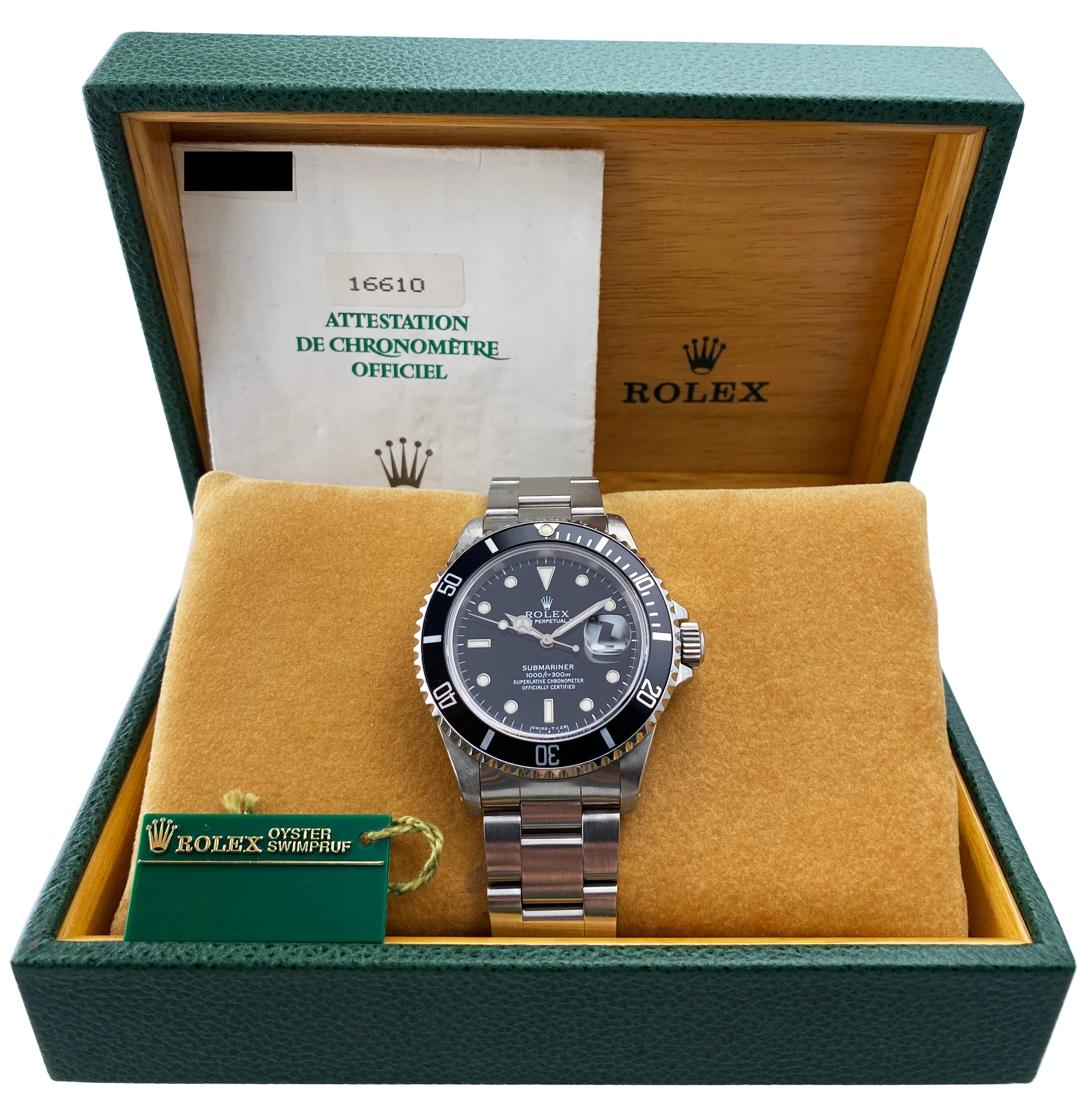 Rolex Submariner Date 16610 Mens Watch Box Papers
