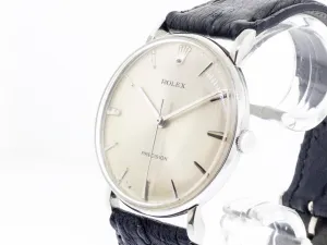 Rolex Vintage Stainless Steel Cream Stick Dial Leather Strap c.1950