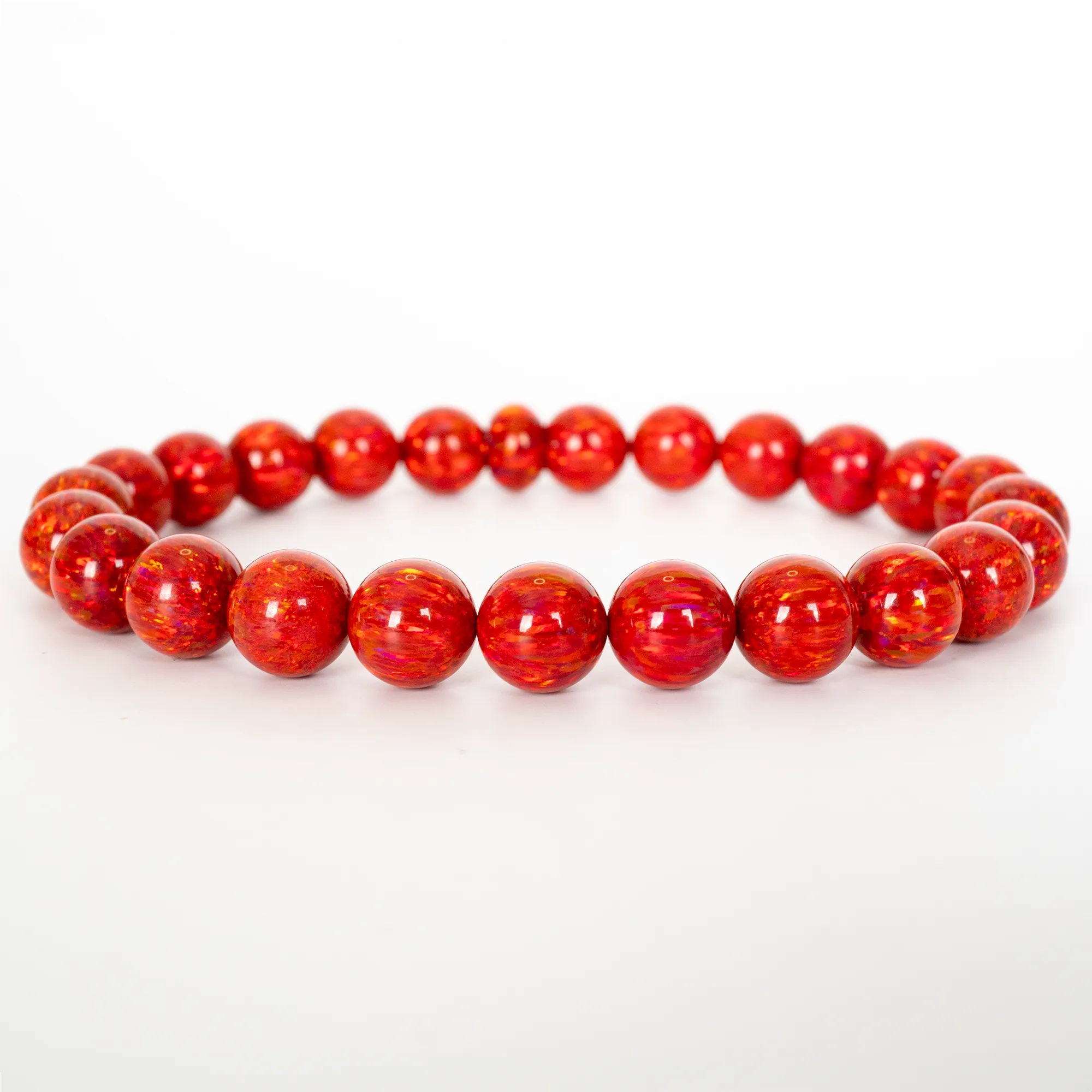 Ruby Red Opal Beaded Bracelet
