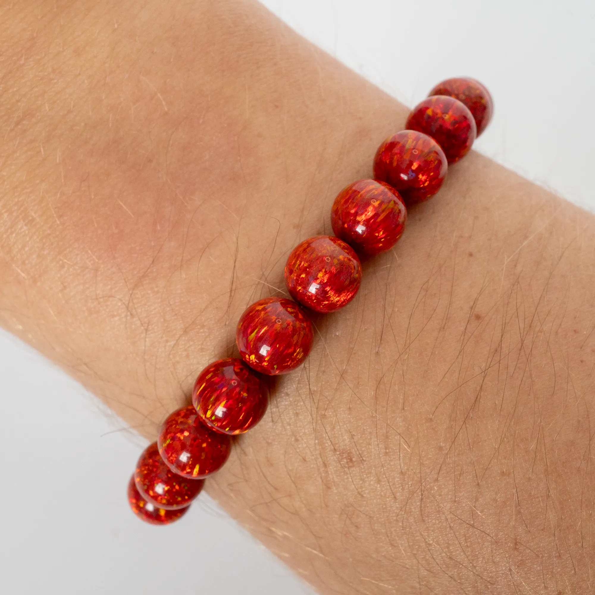 Ruby Red Opal Beaded Bracelet