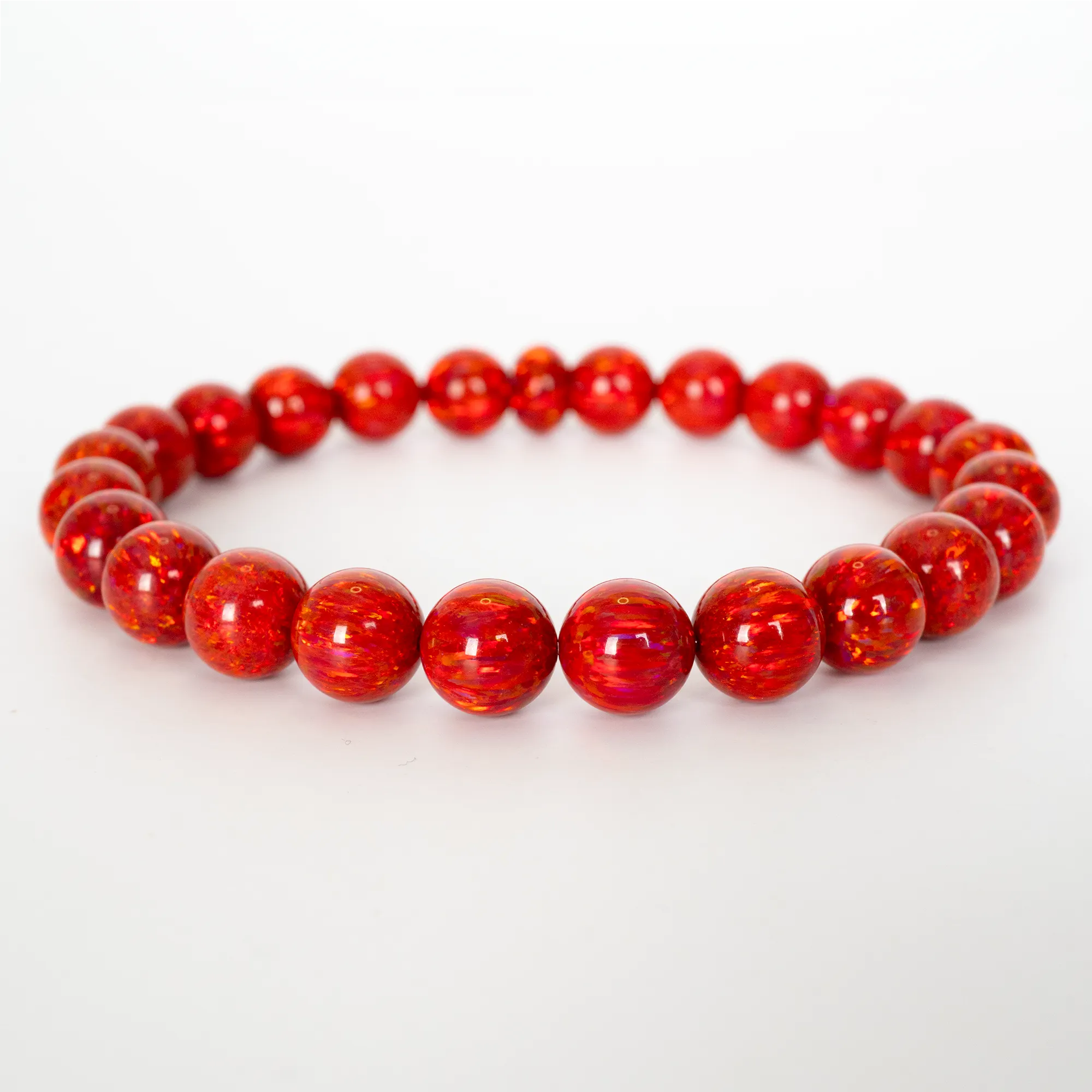 Ruby Red Opal Beaded Bracelet