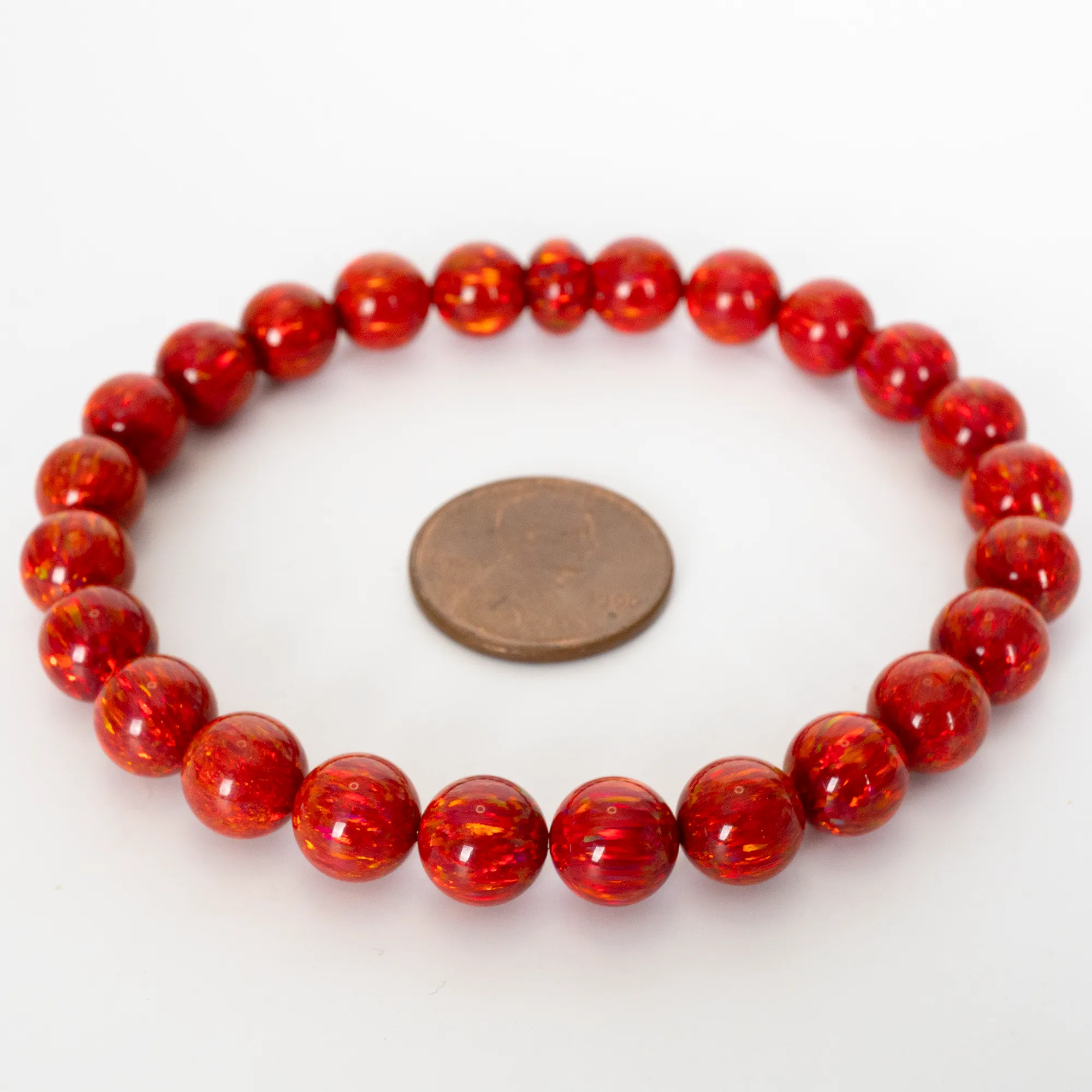 Ruby Red Opal Beaded Bracelet