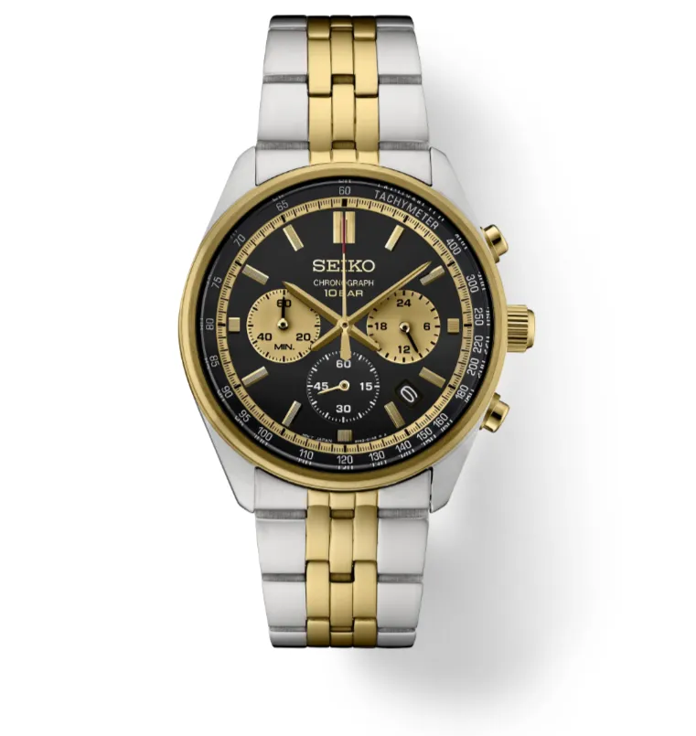 Seiko Essentials SSB430 Black Dial with Gold Accents 10 ATM Water Resistant 41.5mm Men's Watch
