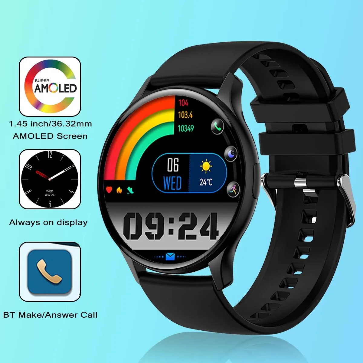 SENBONO Men Smart Watch HK89 1.43 AMOLED Answer Make Call Watch Always On Display IP68 Waterproof Sport Smartwatch Women Men