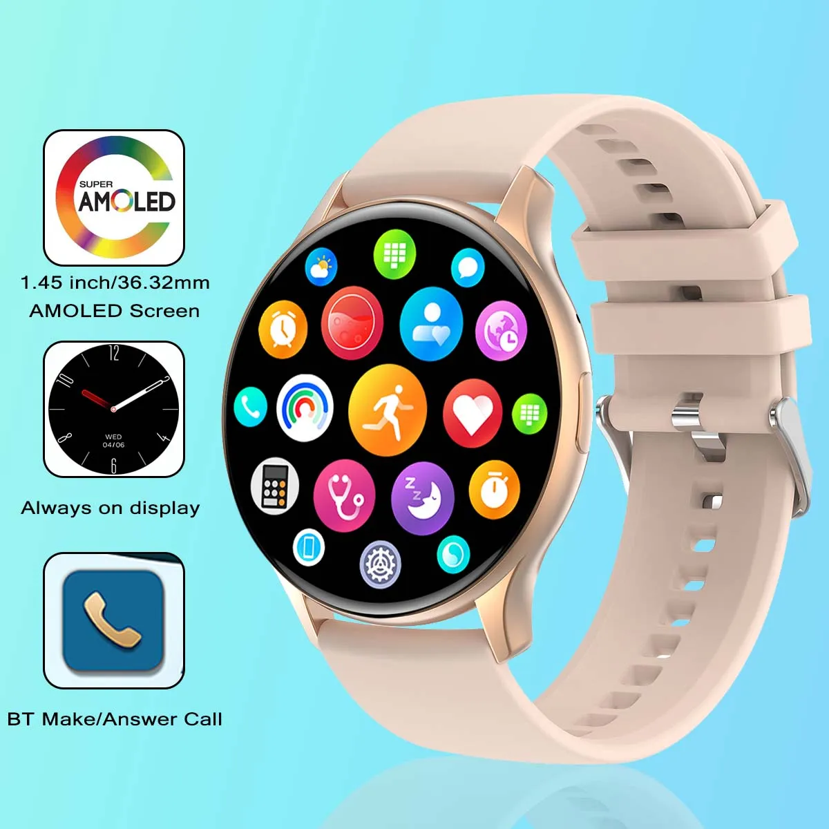 SENBONO Men Smart Watch HK89 1.43 AMOLED Answer Make Call Watch Always On Display IP68 Waterproof Sport Smartwatch Women Men