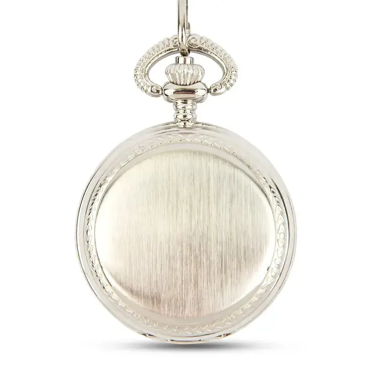 Silver Mechanical Pocket Watch w/ Photo & Fob - Blank