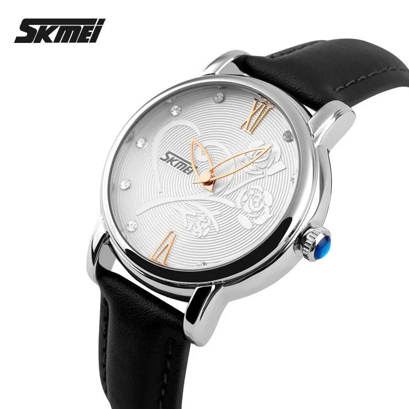 SKMEI Quartz Watch Women Watches Relogio Feminino Relojes Mujer Women's Leather Dress Fashion Brand Waterproof Wristwatches