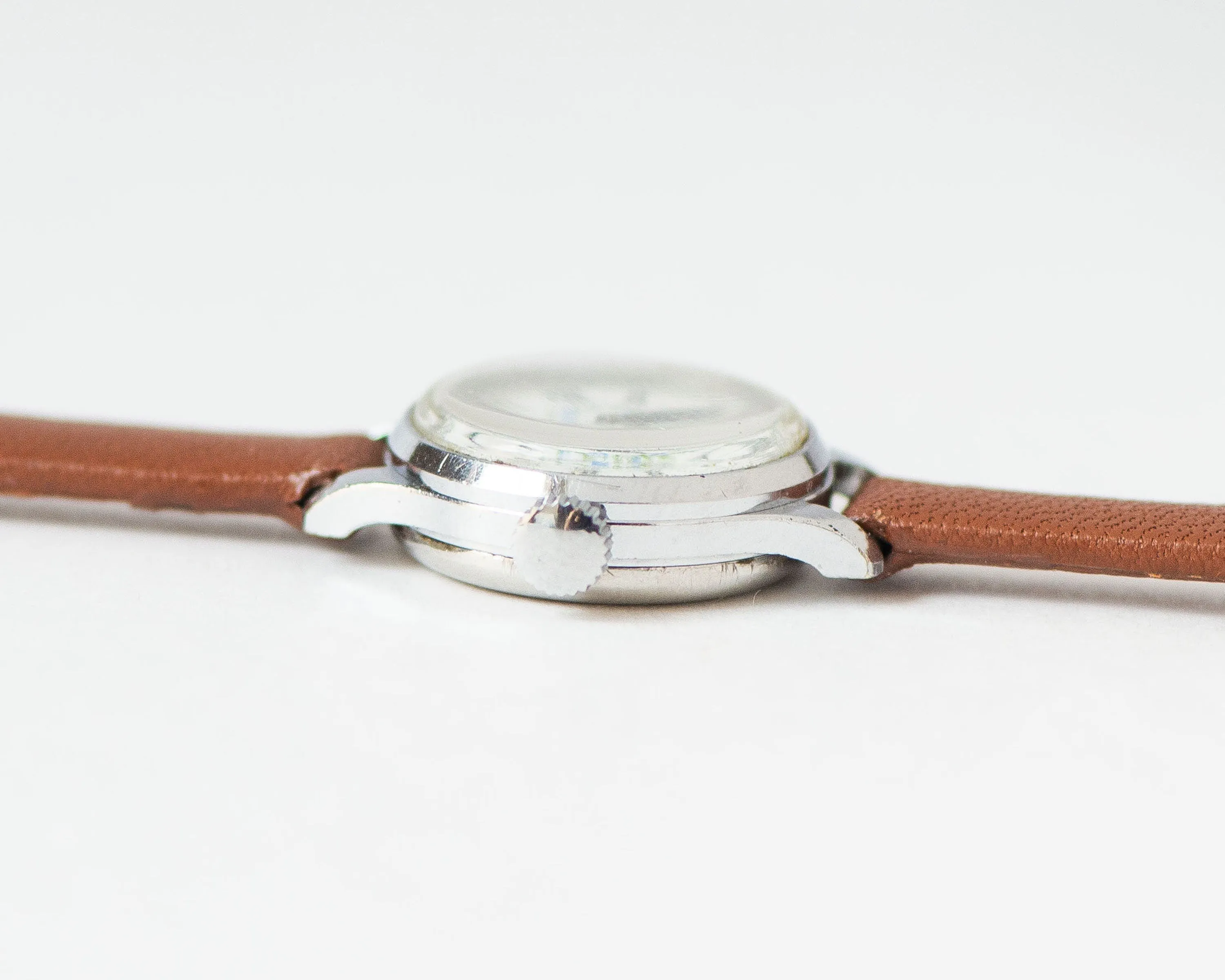 Small floral watch for women Seagull vintage, micro watch blue flowers, petite lady watch gift, classic tiny watch, new premium leather band