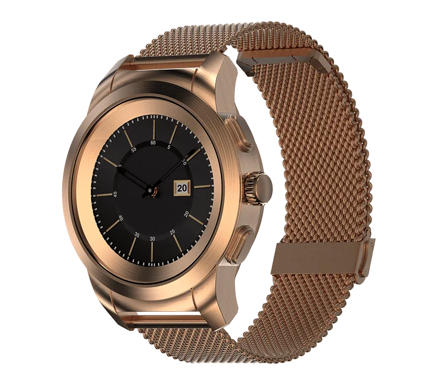 Smartwatch Metal Strap with Shockproof NoiseFit Don't wait (Rose Fusion Gold) Hybrid
