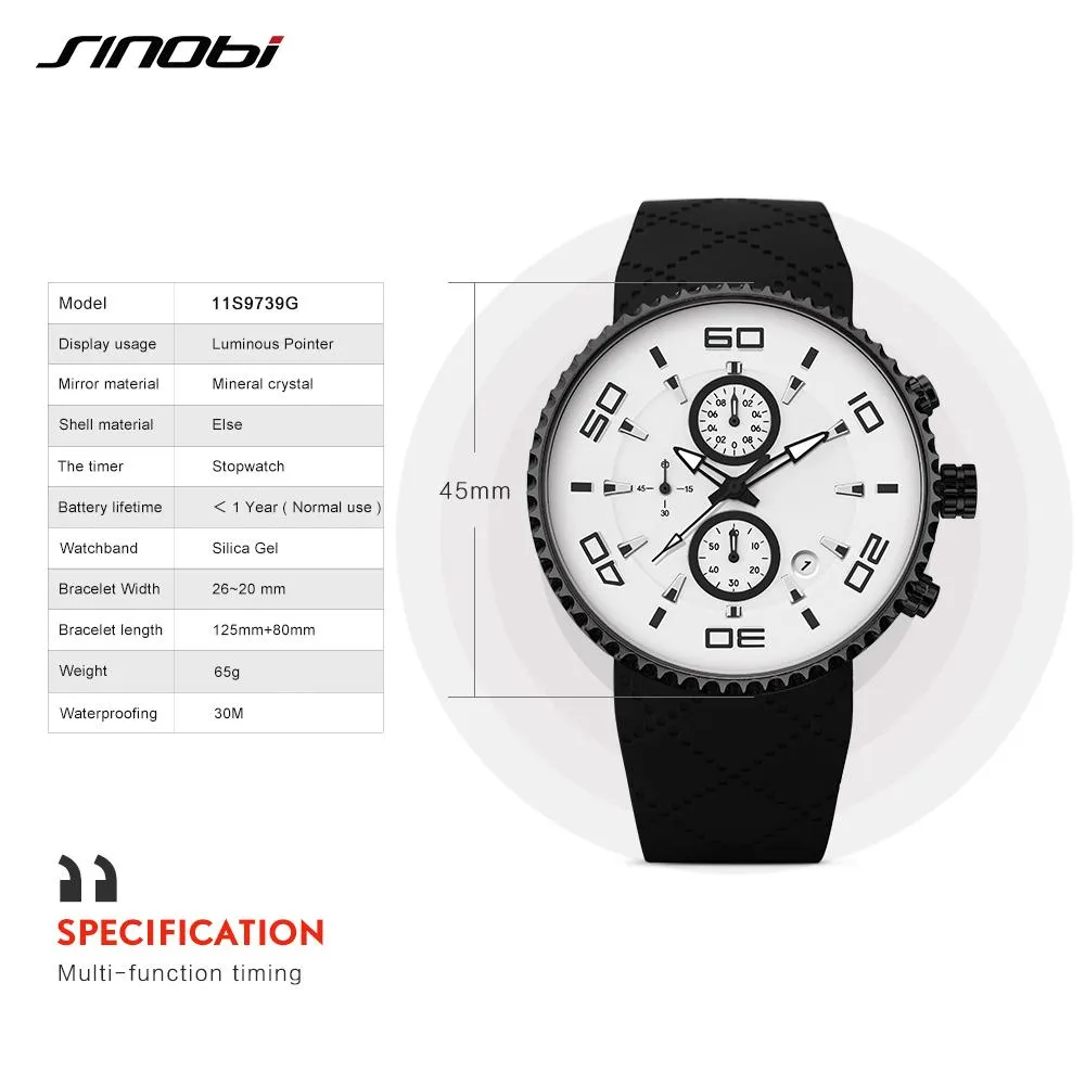 Sports Watches Mens Stopwatch 30m Waterproof