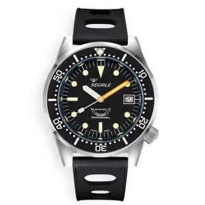 Squale 1521 Classic Black on Black Rubber Strap - 1521CL.NT