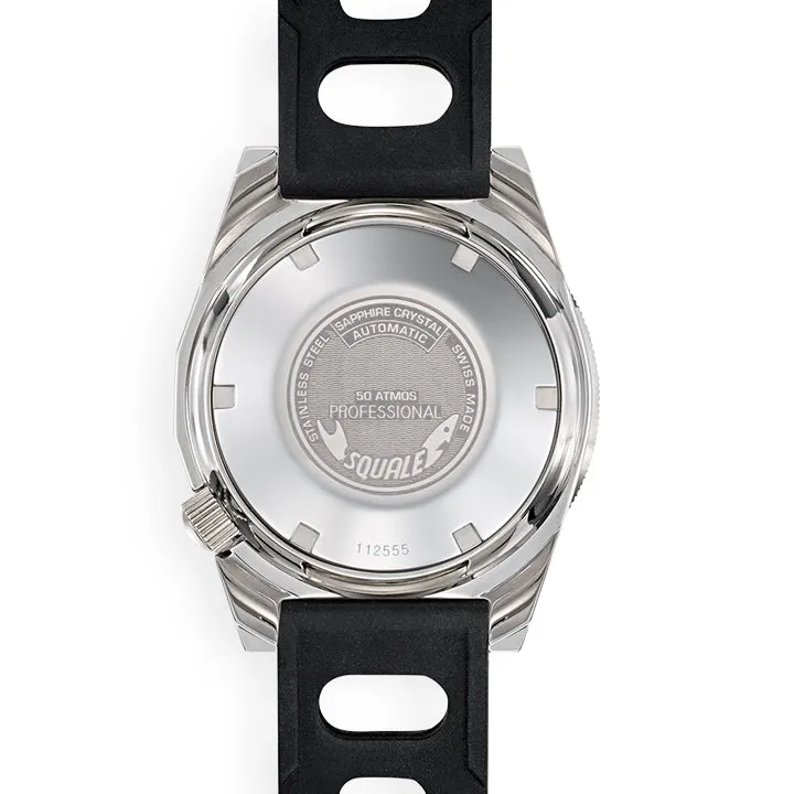 Squale 1521 Classic Black on Black Rubber Strap - 1521CL.NT