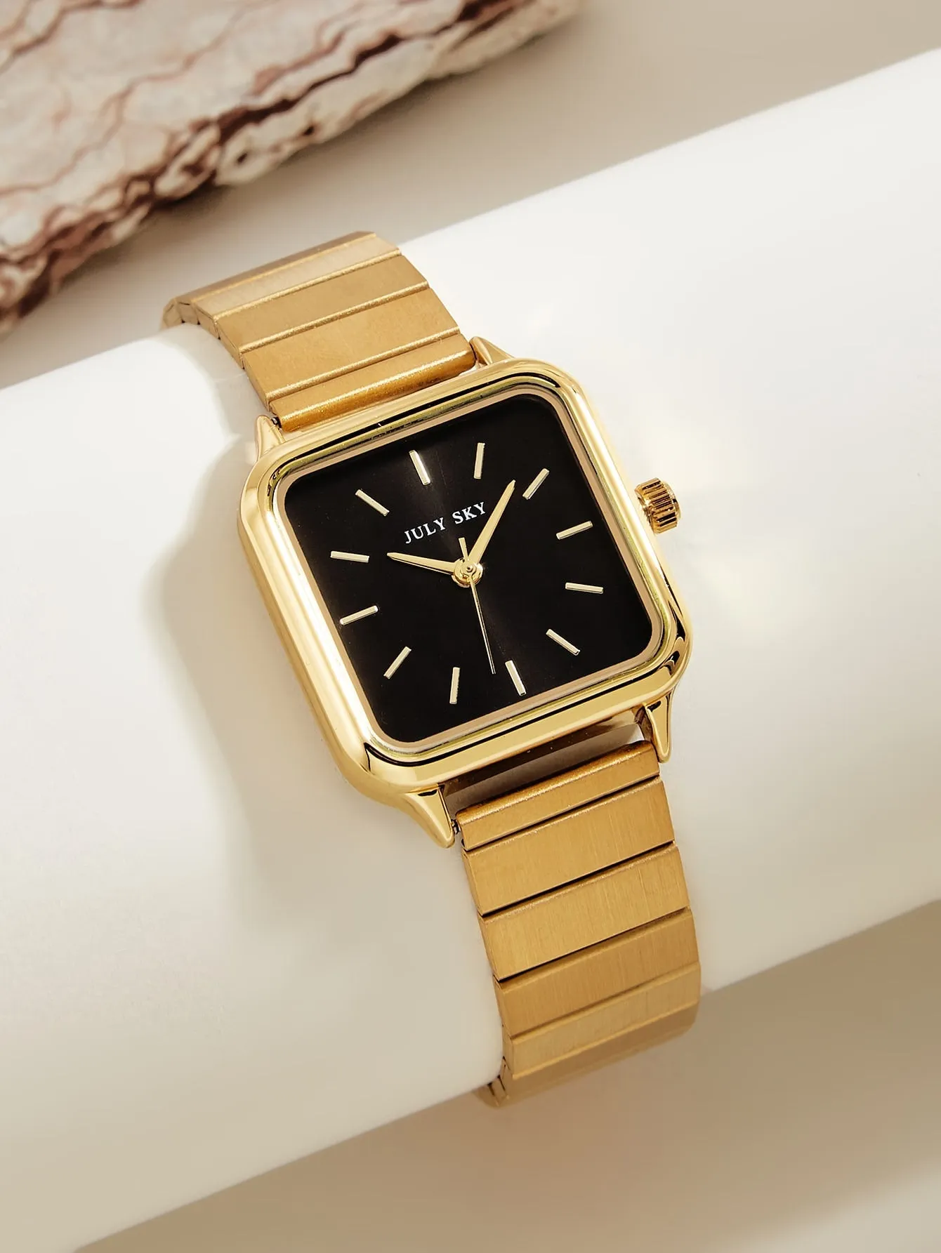 Square Pointer Quartz Watch - Black