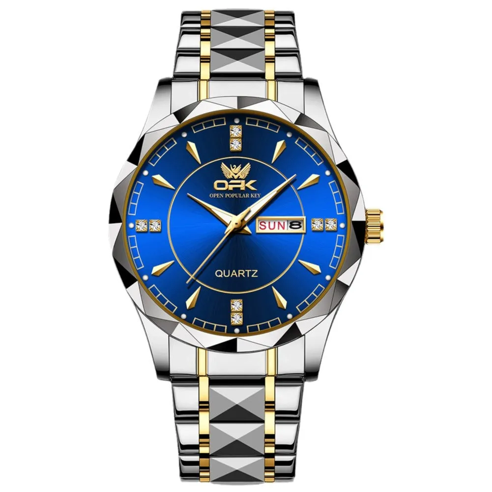 Stainless Steel Business Double Calendar Waterproof Men'S Watch