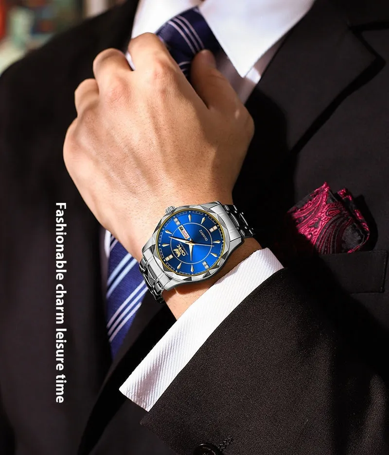 Stainless Steel Business Double Calendar Waterproof Men'S Watch