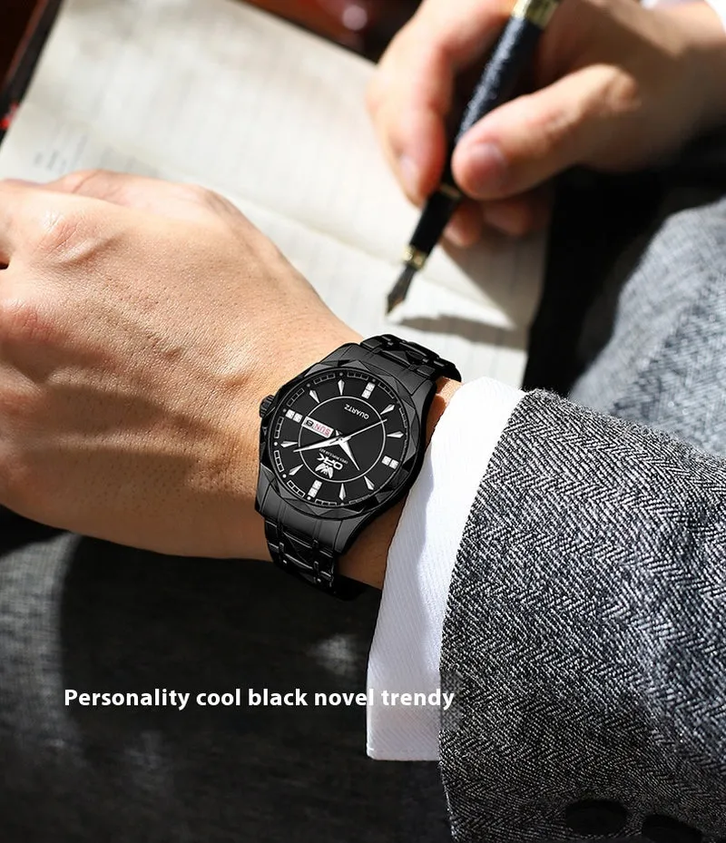 Stainless Steel Business Double Calendar Waterproof Men'S Watch