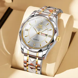 Stainless Steel Business Double Calendar Waterproof Men'S Watch