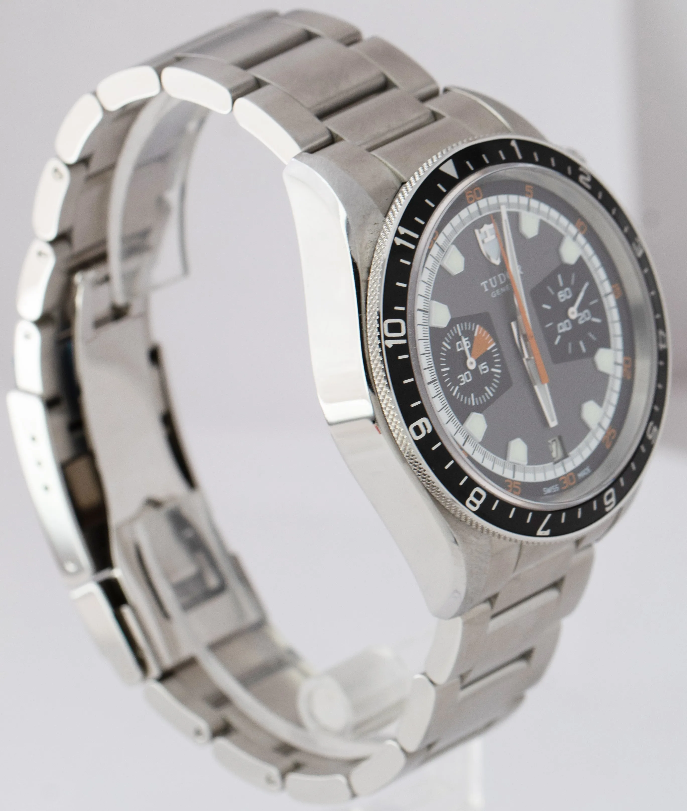 STICKERED Tudor Heritage Chrono Grey Stainless Steel Chronograph Watch 70330 N