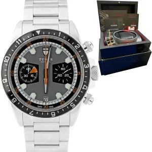 STICKERED Tudor Heritage Chrono Grey Stainless Steel Chronograph Watch 70330 N