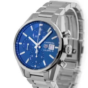 TAG Heuer Carrera Chronograph 41mm Stainless Steel with Blue Index Dial CBK2112.BA0715
