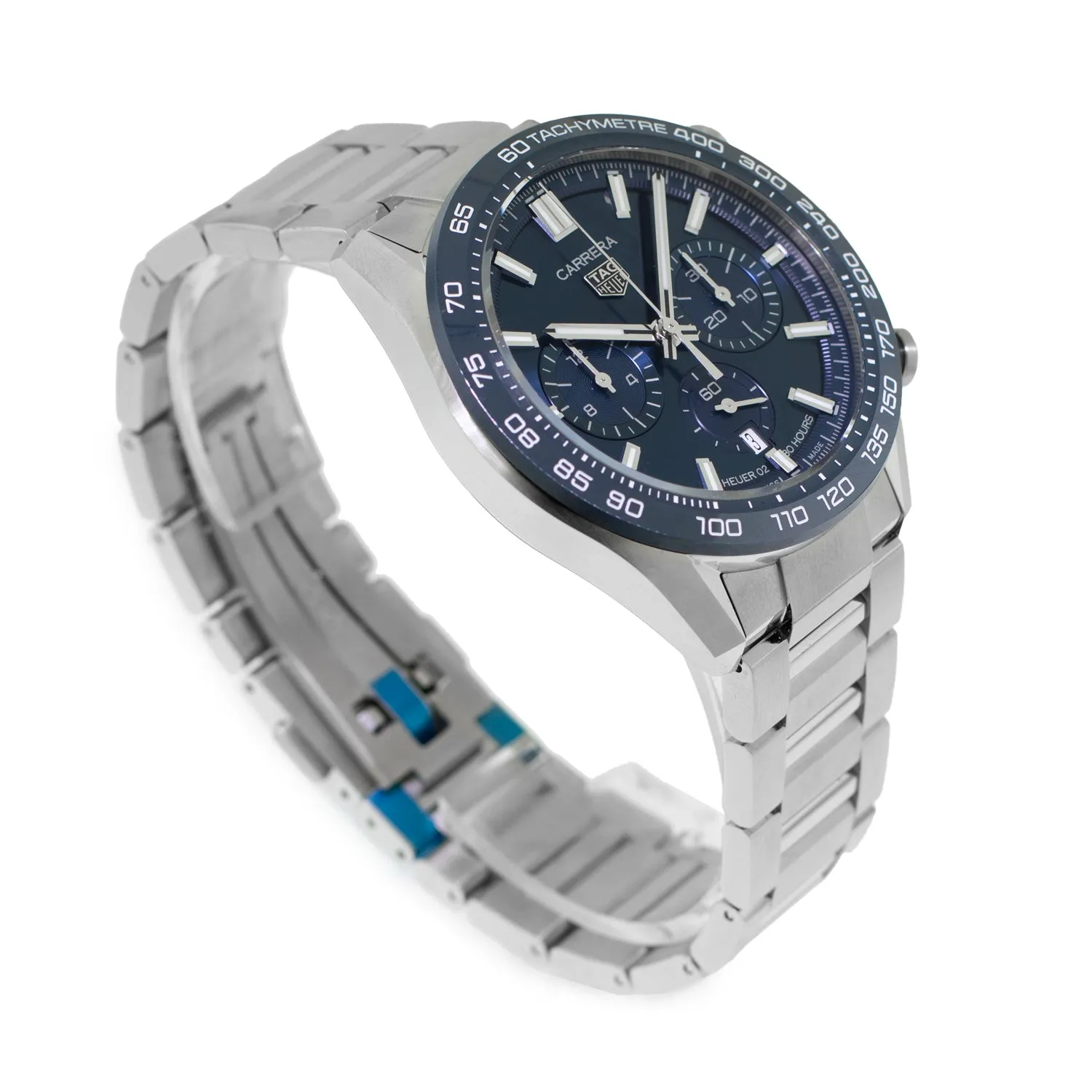 TAG Heuer Carrera Chronograph 44mm Stainless Steel with Blue Index Dial CBN2A1A.BA0643