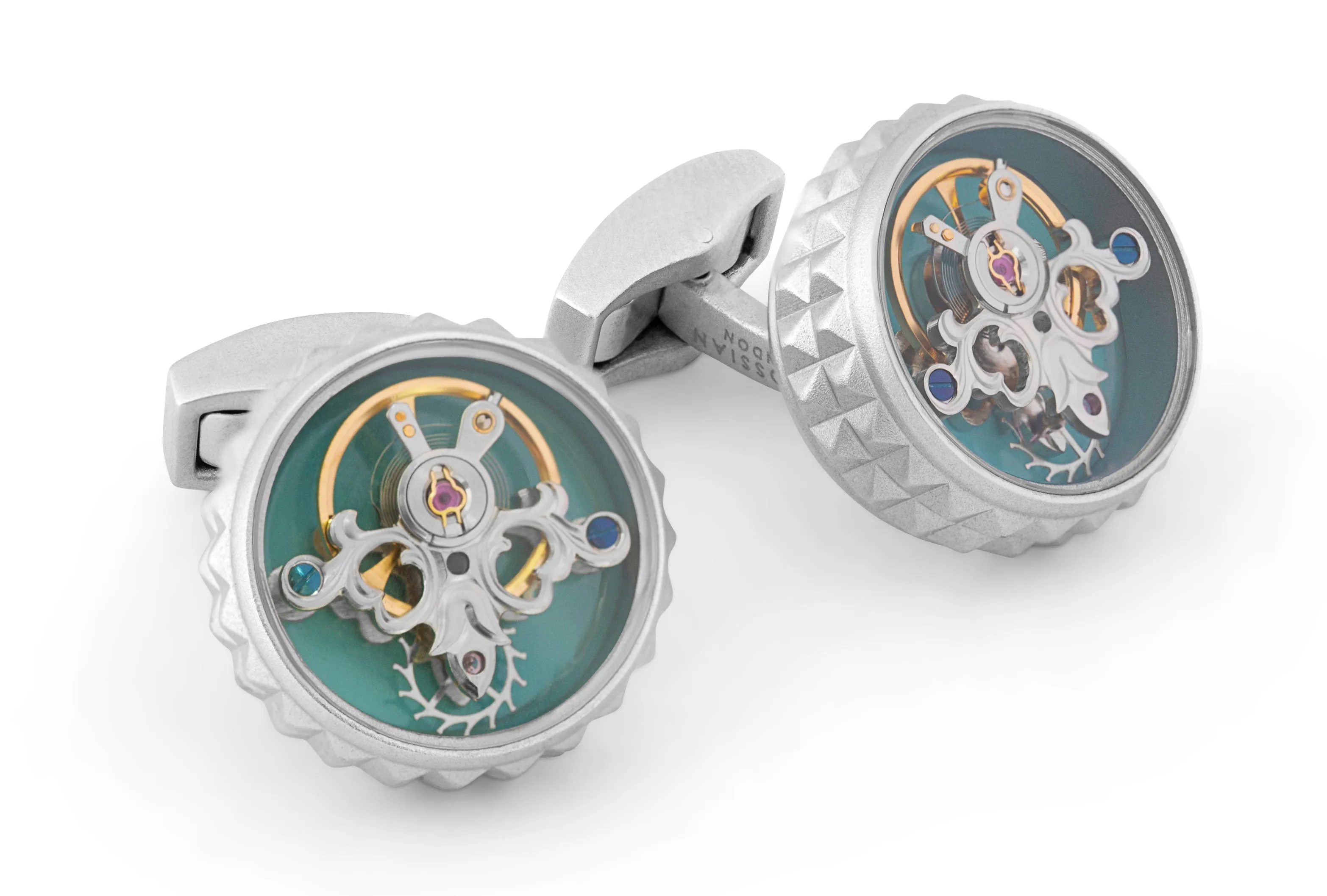 Tateossian Plated Stainless Steel Diamond Giza Tourbillon Cufflinks