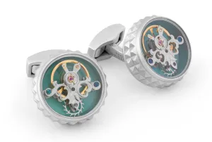 Tateossian Plated Stainless Steel Diamond Giza Tourbillon Cufflinks
