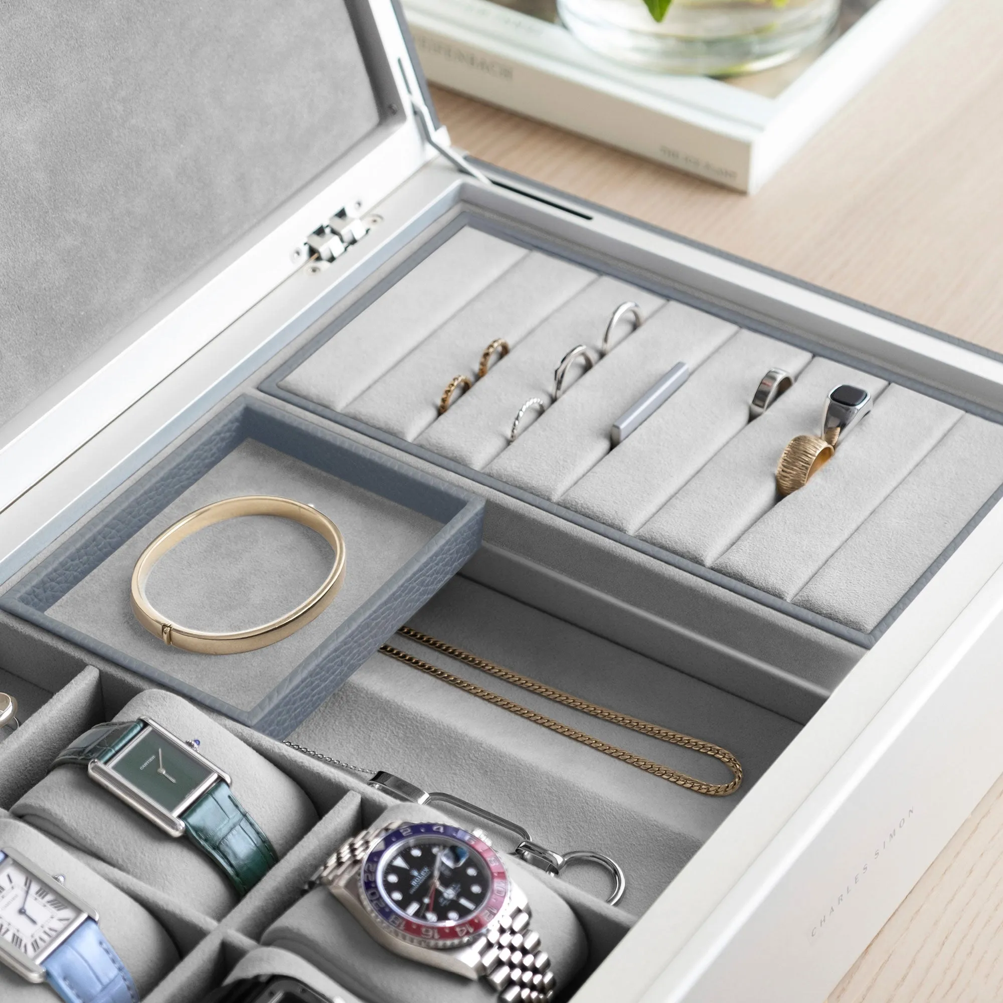 TAYLOR 4 WATCH AND JEWELRY BOX - CLOUD GREY / GREY