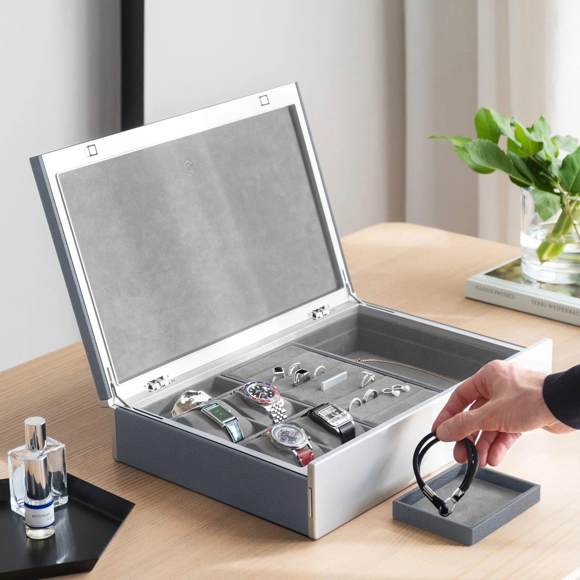 TAYLOR 4 WATCH AND JEWELRY BOX - CLOUD GREY / GREY