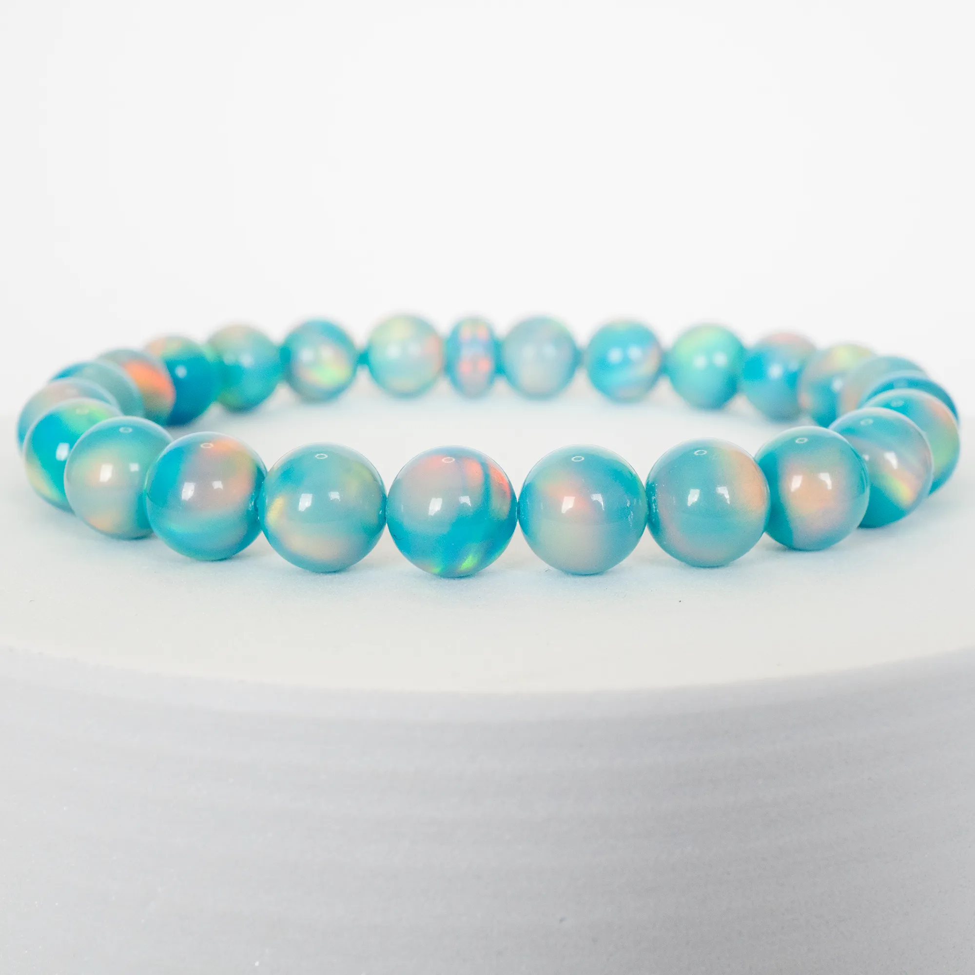 Teal Rainbow Opalescence Beaded Bracelet
