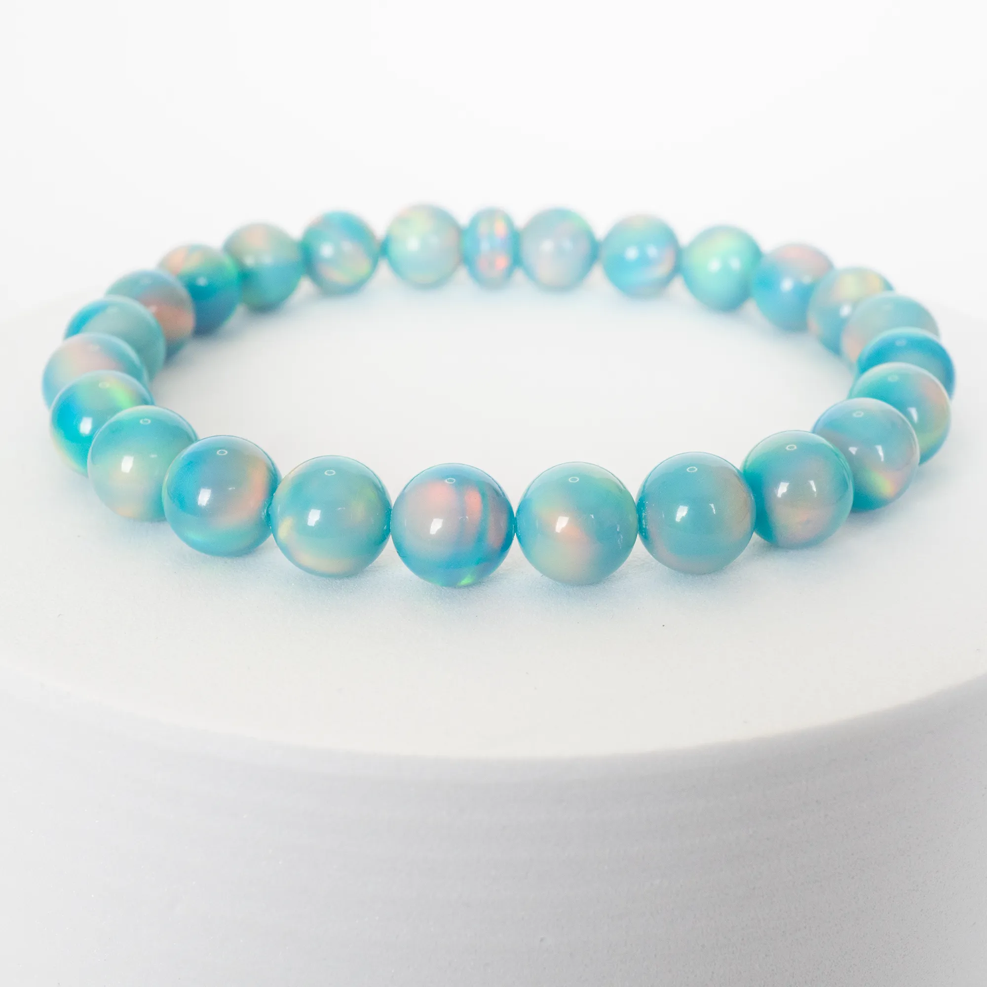 Teal Rainbow Opalescence Beaded Bracelet