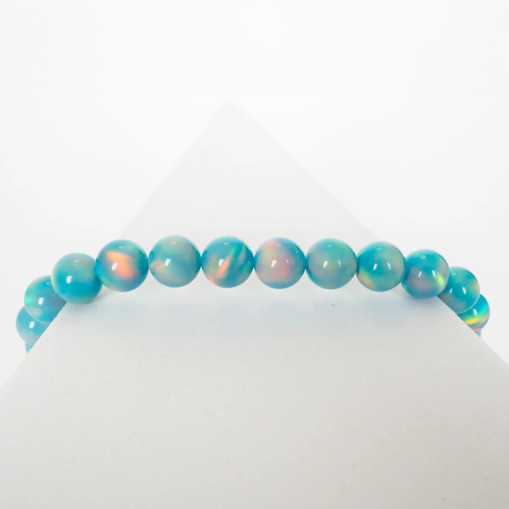 Teal Rainbow Opalescence Beaded Bracelet