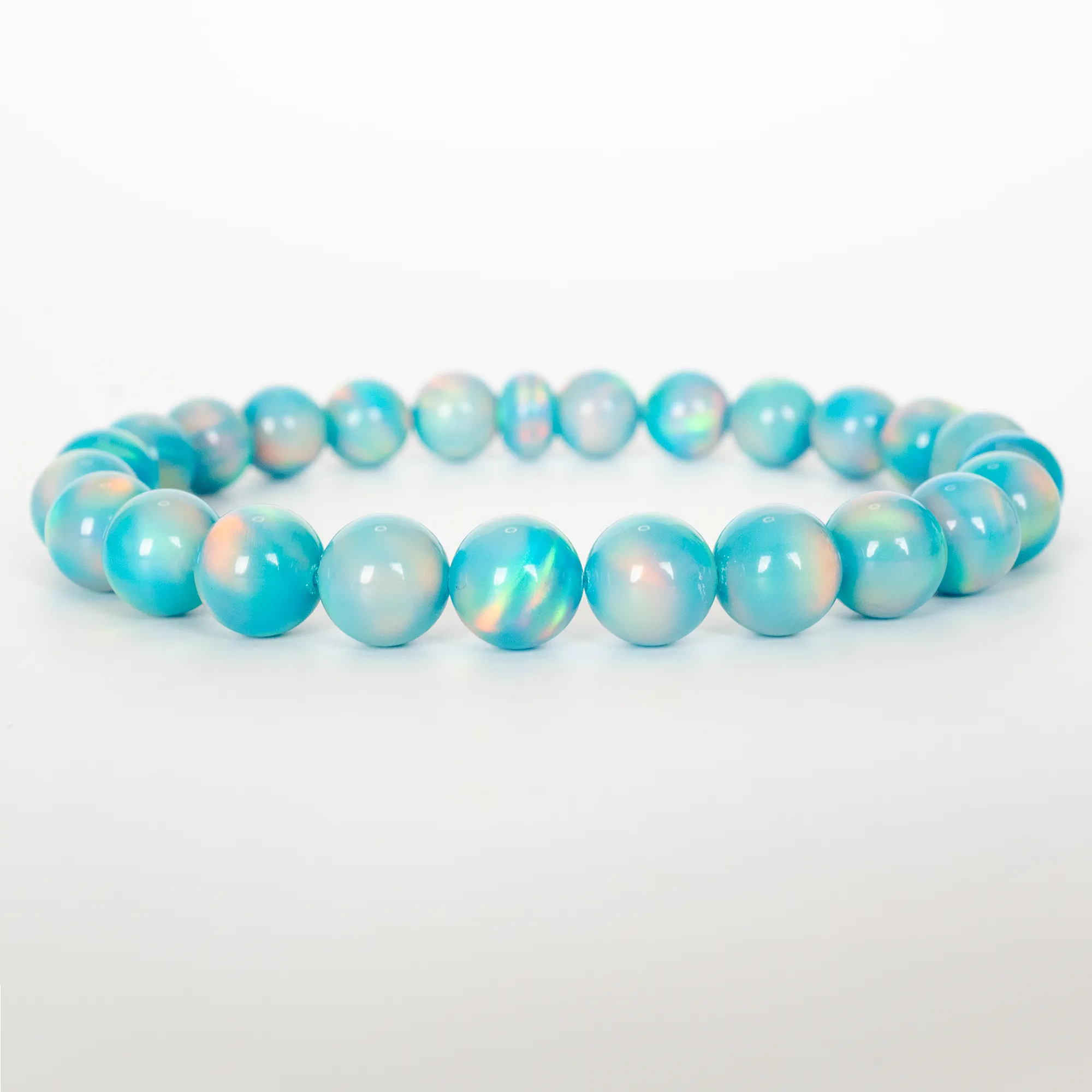 Teal Rainbow Opalescence Beaded Bracelet