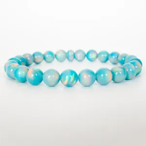 Teal Rainbow Opalescence Beaded Bracelet