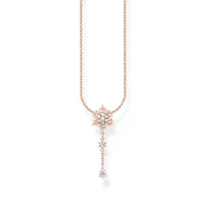 THOMAS SABO Necklace snowflake with white stones rose gold