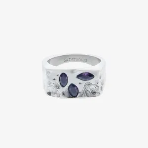Three-eye Purple Diamond Rings