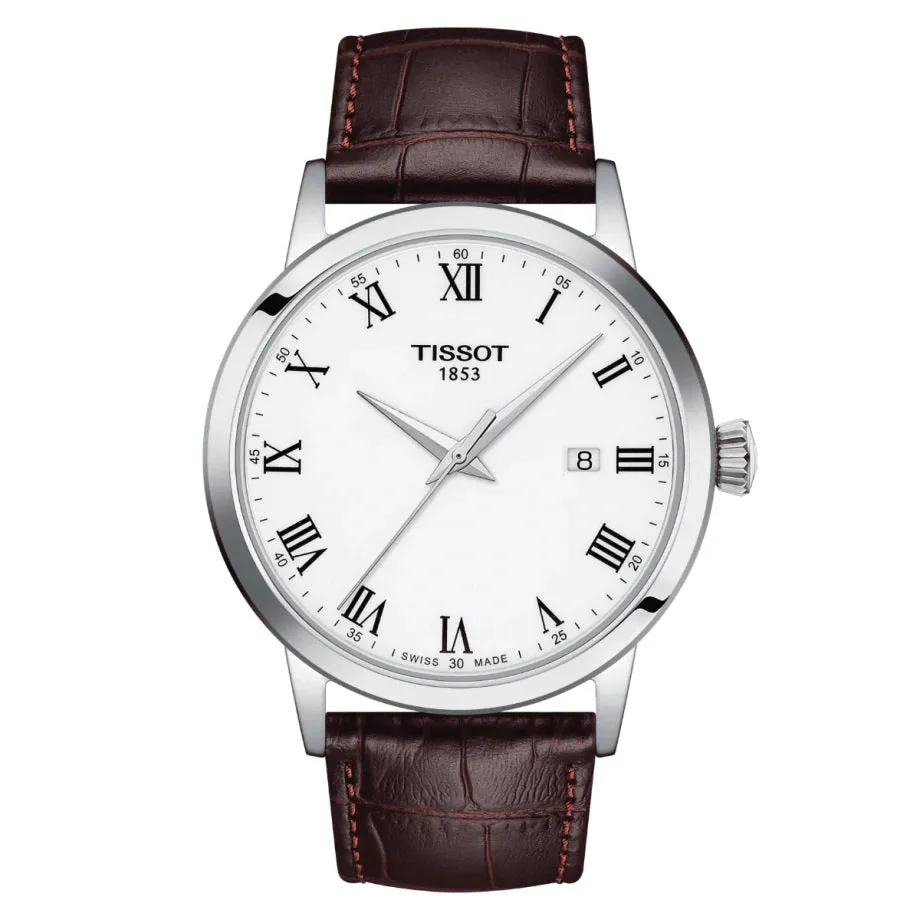 Tissot Classic Dream Mens Stainless Steel Brown Leather Strap Watch