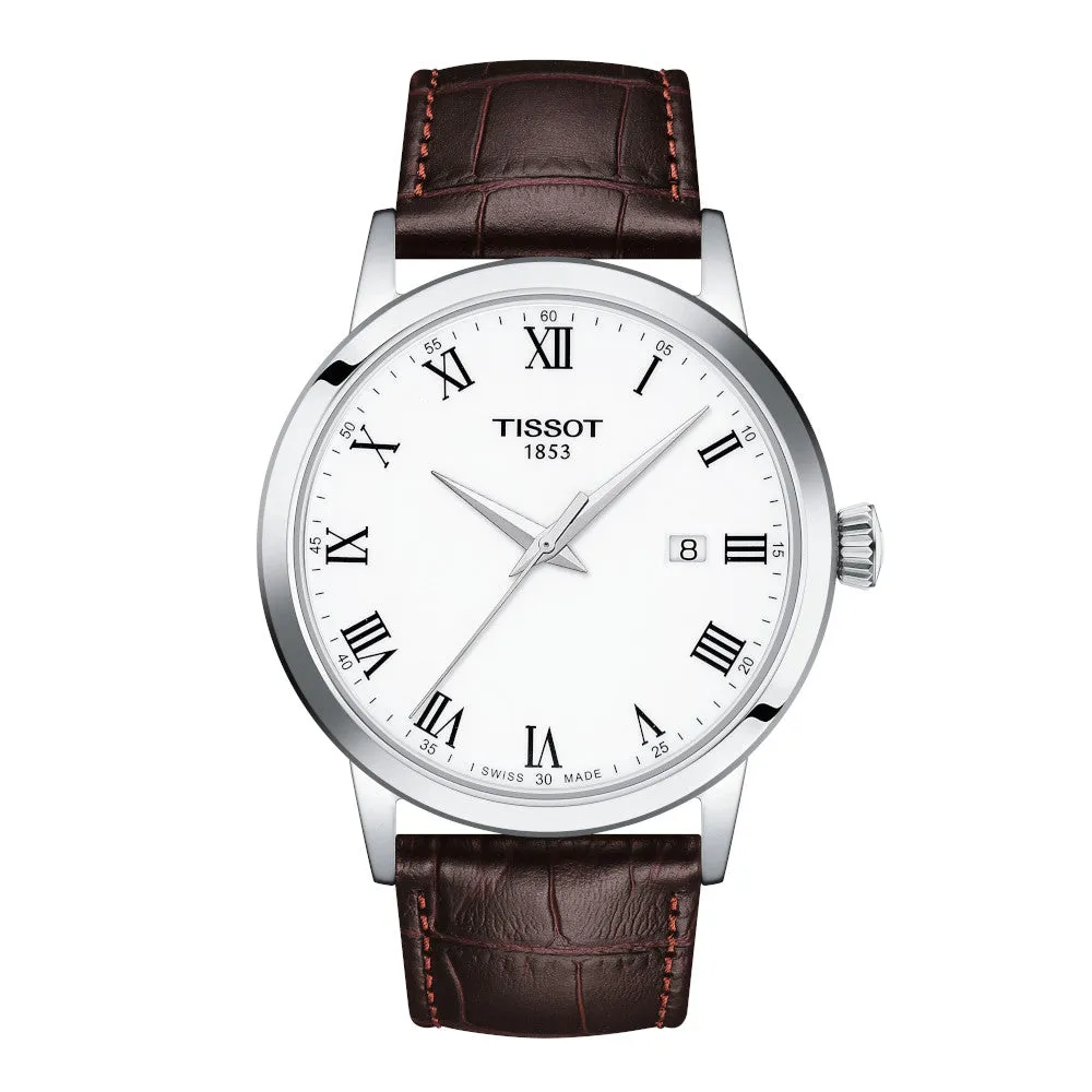 Tissot Classic Dream Mens Stainless Steel Brown Leather Strap Watch
