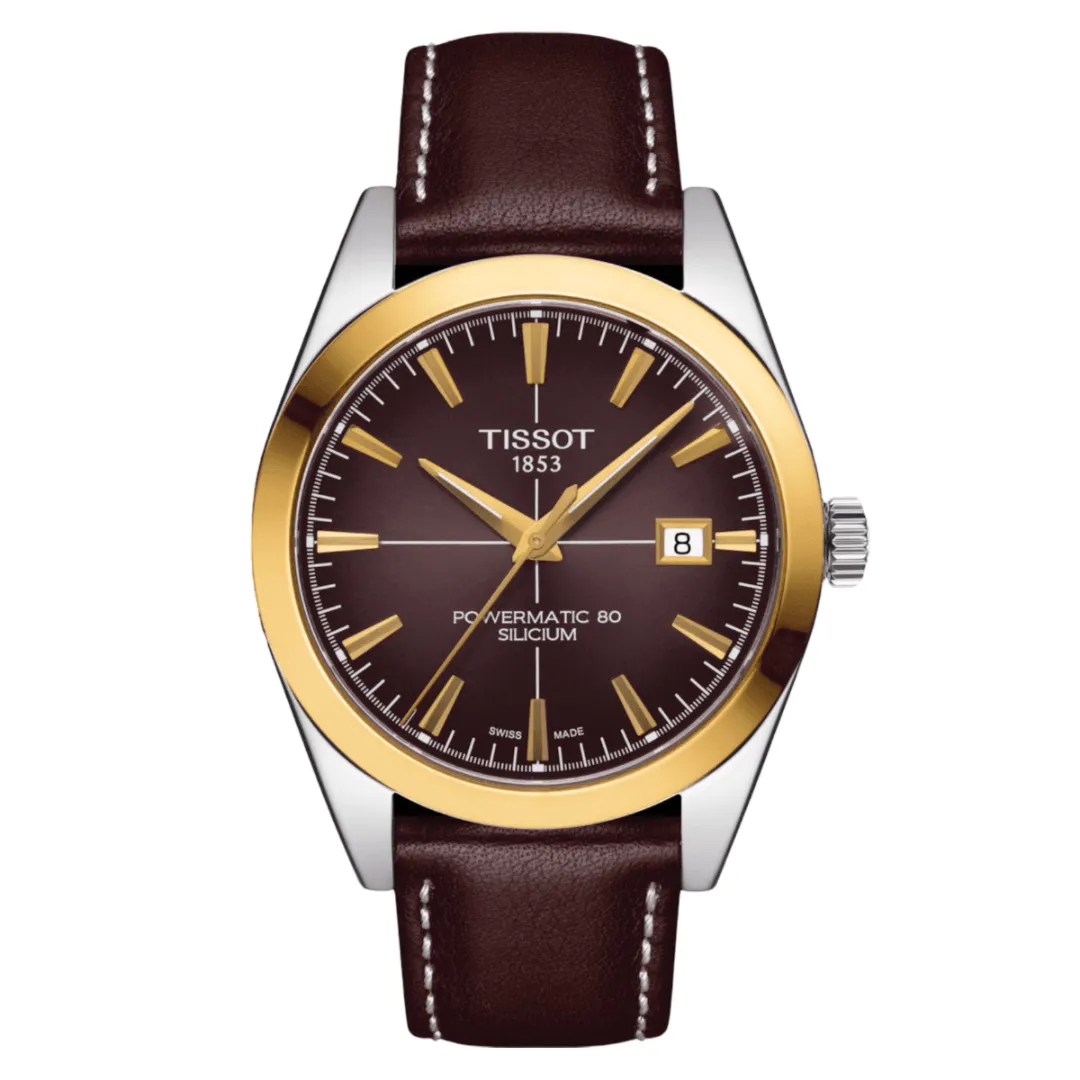 Tissot Gentleman Powermatic 80 Silicium Solid 18K Gold Bezel Automatic Men's Watch T9274074629101