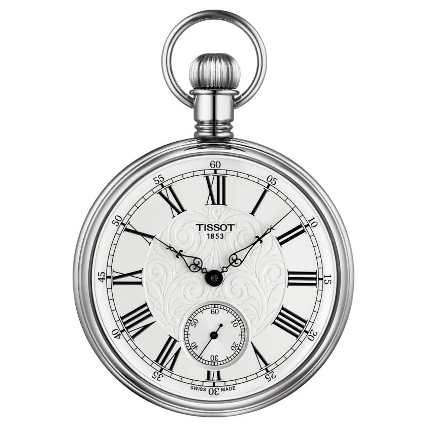 Tissot Lapini pocket watch mechanical 51mm silver charging brass with Finish in Palladio T861.405.99.033.00