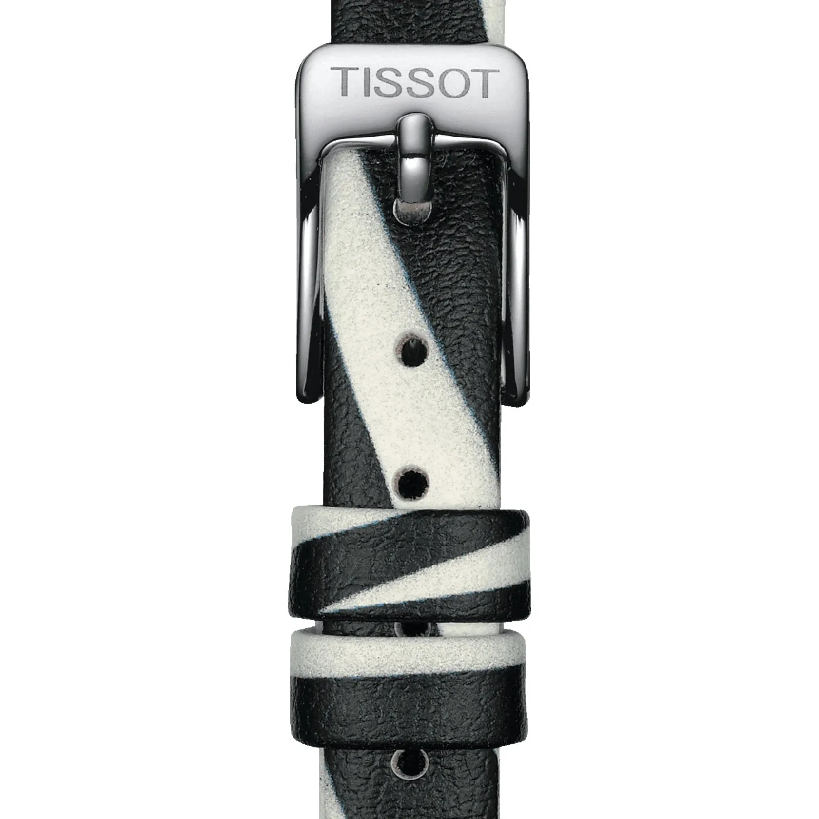 Tissot Lovely Ladies Square Stainless Steel Diamond and Black Dial Leather Strap Watch