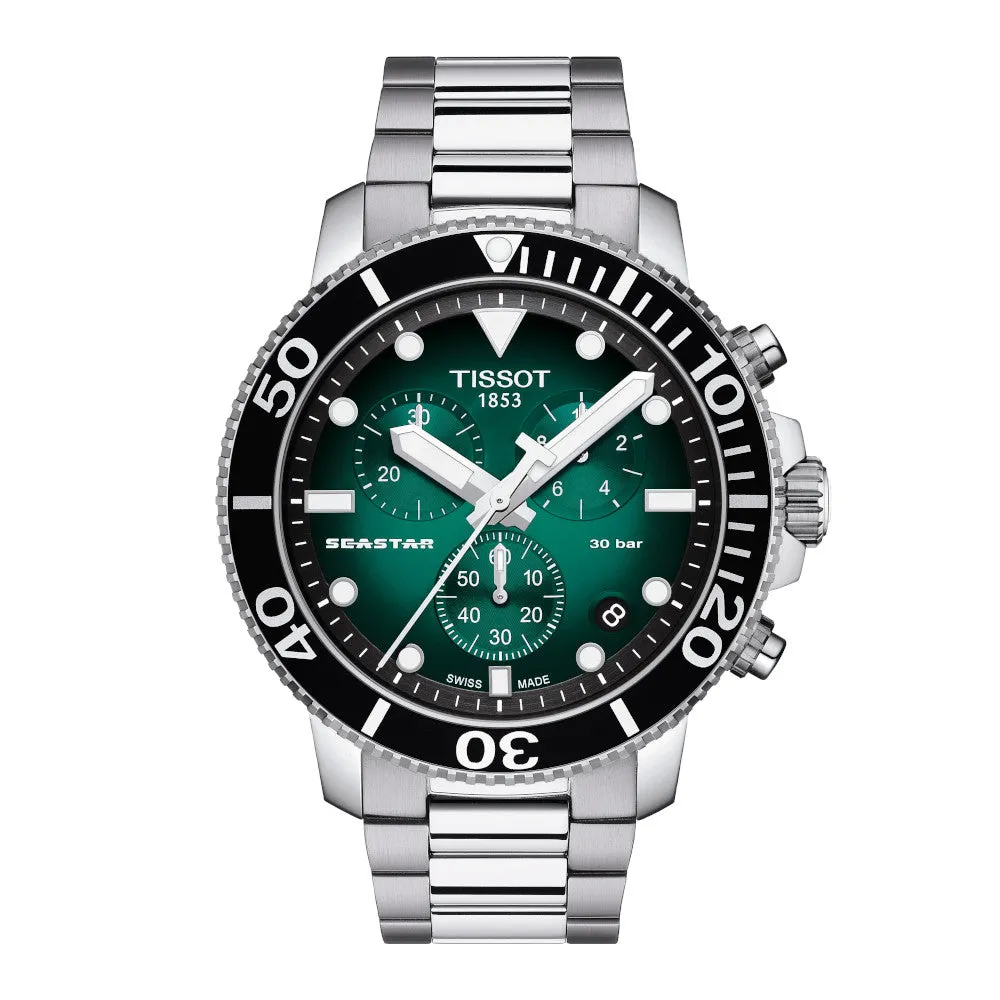 Tissot Seastar 1000 Chronograph Mens Stainless Steel Green Dial Watch