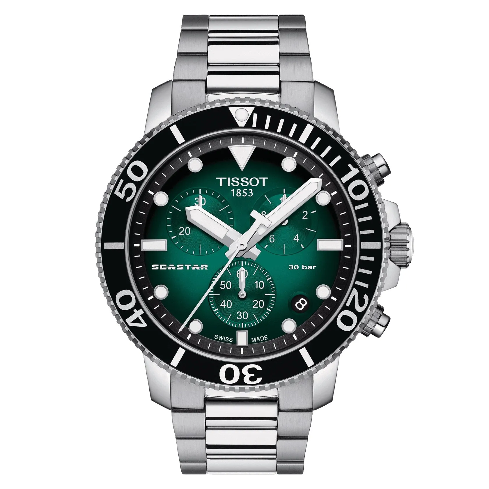 Tissot Seastar 1000 Chronograph Mens Stainless Steel Green Dial Watch
