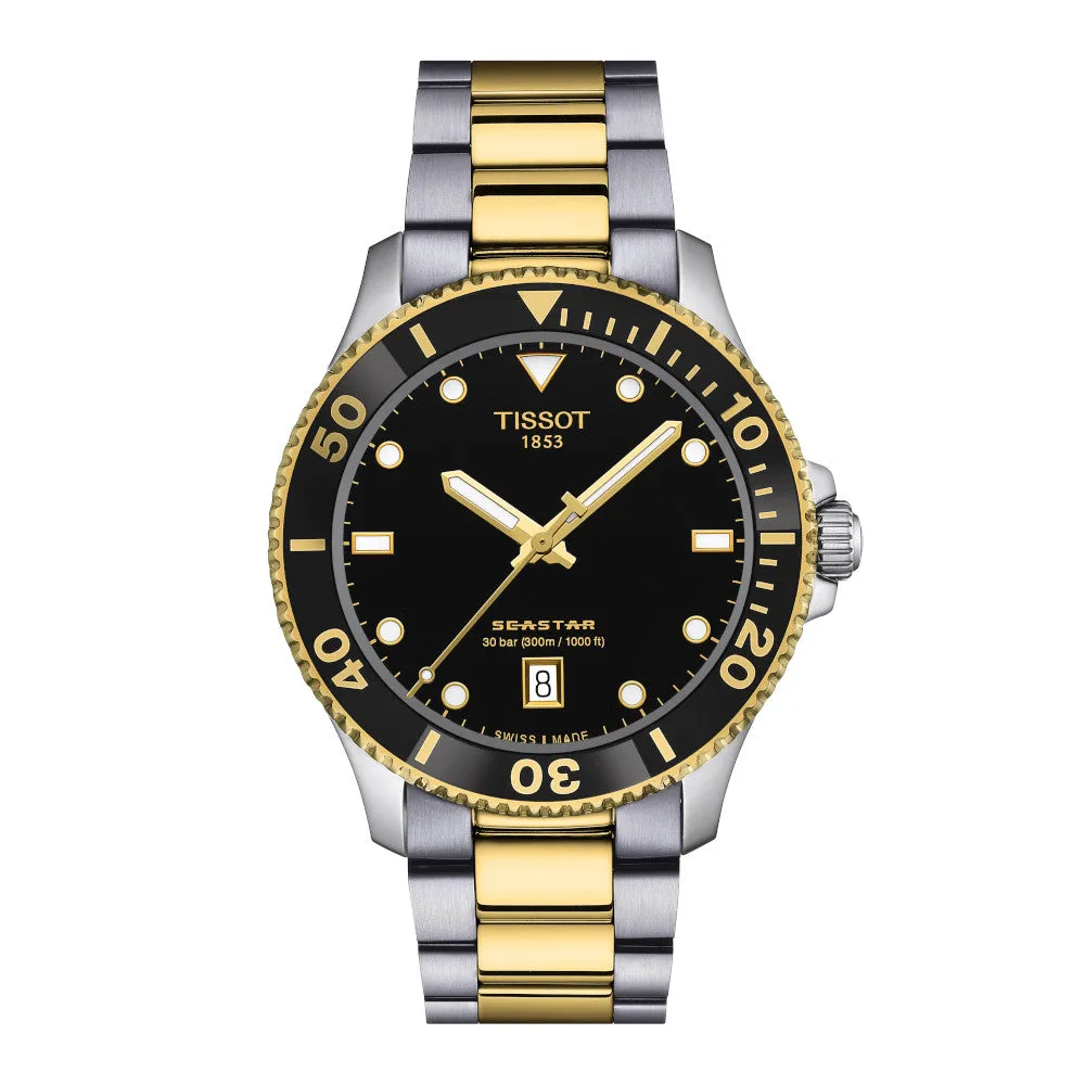 Tissot Seastar 1000 Two Tone Black Dial Watch