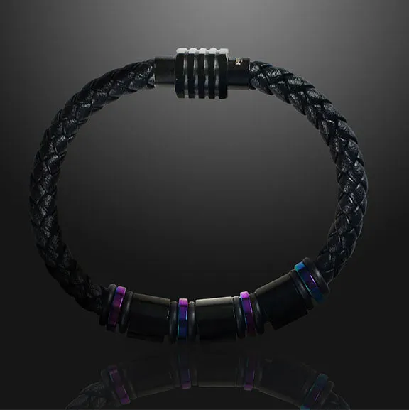 Titanium Leather and Steel Bracelet
