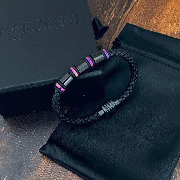 Titanium Leather and Steel Bracelet