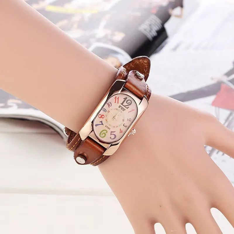 Trendy Vintage Genuine Leather  Watch